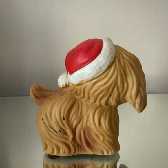 Vintage Lefton Shaggy Dog Christmas Porcelain Santa Puppy with Candy Cane - Picture 3 of 5